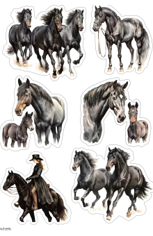 Brown Horse Sticker Sheet - Clear PET, Horses Brown Horse Sticker Sheet - Clear PET, Horses
