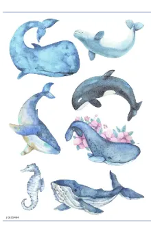 Whales Sticker Sheet - Worlds under the Sea Whales Sticker Sheet - Worlds under the Sea