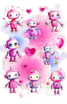 Mi Robot Love-rly Craft Stickers: Cute, Pastel Sheets for Journaling Mi Robot Love-rly Craft Stickers: Cute, Pastel Sheets for Journaling