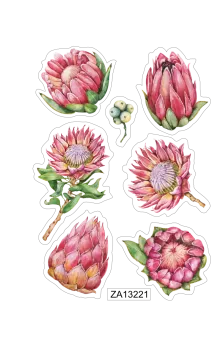 Proteas Sticker Sheet: Craft Stickers, Journaling, Water Colours