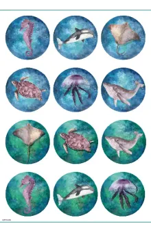 Under the Sea Sticker Sheet - Blue and Green Ocean Dots on Sheets
