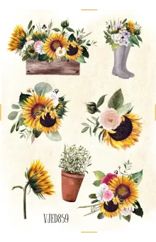 You Are My Sunshine! Floral Sunflower Sticker Sheet for Craft
