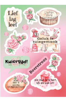 Time To Cake It Easy II | Afrikaans Craft Stickers - Floral Cake Sticker Sheet for Spring Crafts Time To Cake It Easy II | Afrikaans Craft Stickers - Floral Cake Sticker Sheet for Spring Crafts