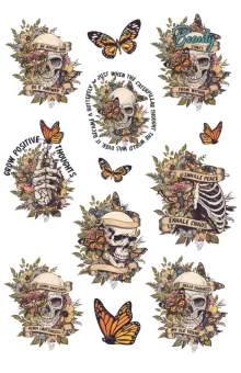 Bone to Be Alive Skulls - Yellow Sticker Sheet for Craft Stickers