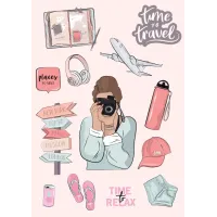 Time to Travel! Craft Stickers - Pastel Pink Journaling Stickers for Travel Journals - Sheets of Time 2 Travel Stickers Time to Travel! Craft Stickers - Pastel Pink Journaling Stickers for Travel Journals - Sheets of Time 2 Travel Stickers