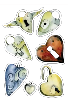 Locked Heart Steam Punk Journaling Stickers Sheet | Clear PET Stickers for Journaling