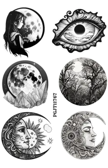 Celestial Oddities IIII Stickers: Black and White Steam Punk Vintage Wacky | White PET Sticker Sheet Collection