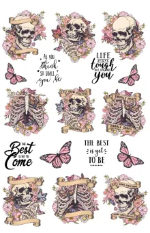 Bone to Be Alive Skulls – Pink Sticker Sheet for Craft Stickers