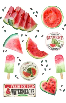 WaterDemelon Melon Sticker Sheet - Funky Fruit Craft Stickers